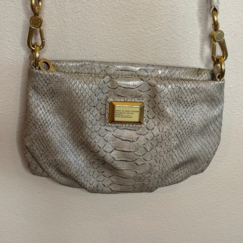 Marc by Marc Jacobs Embossed Purse. Taupe, snakeskin. Small crossbody